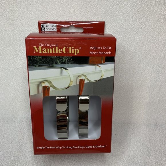 Mantle Clip The Original (2 In Box) Silver Black Gold Sturdy Stockings Holder - Picture 2 of 8